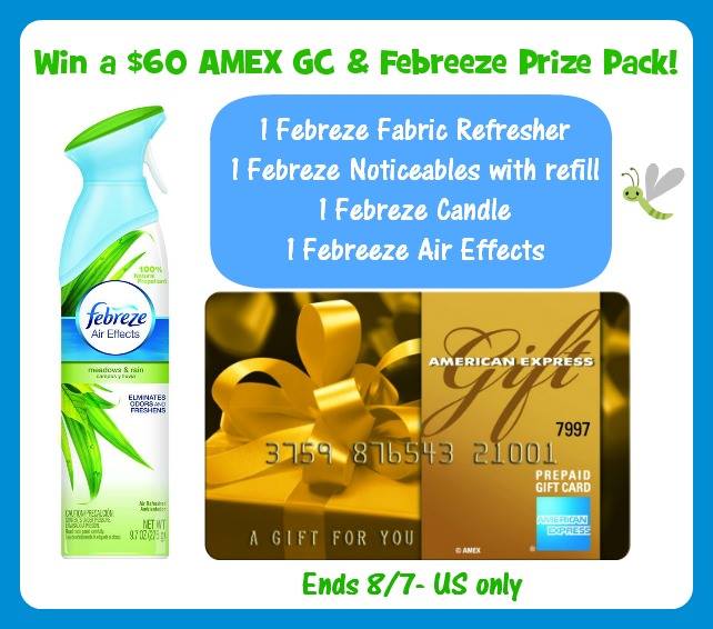Febreze Prize Pack & $60 AMEX Gift Card Giveaway ends 8/7