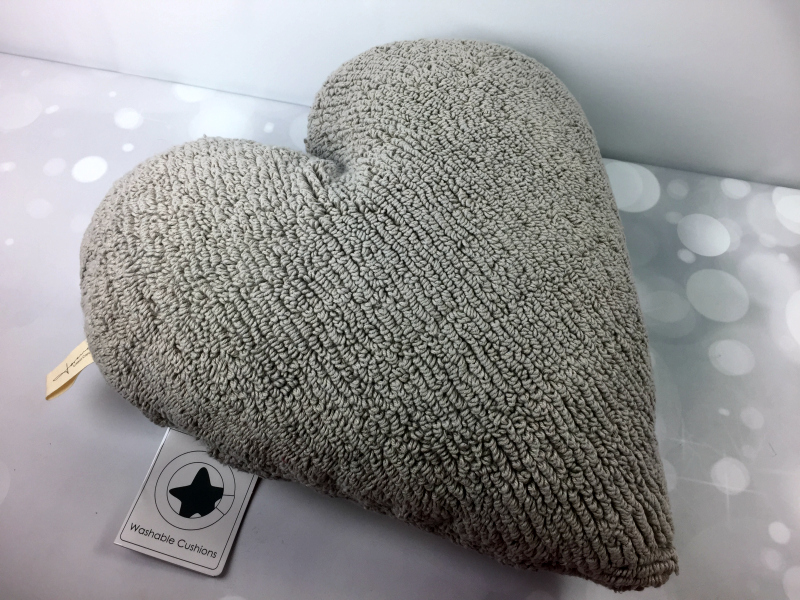 grey heart shaped cushion