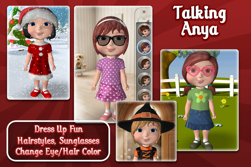 If you have a little girl who loves dressing up, then I have a fun app that she will probably like!  Introducing the Talking Anya & Pet Puppies iOS app!