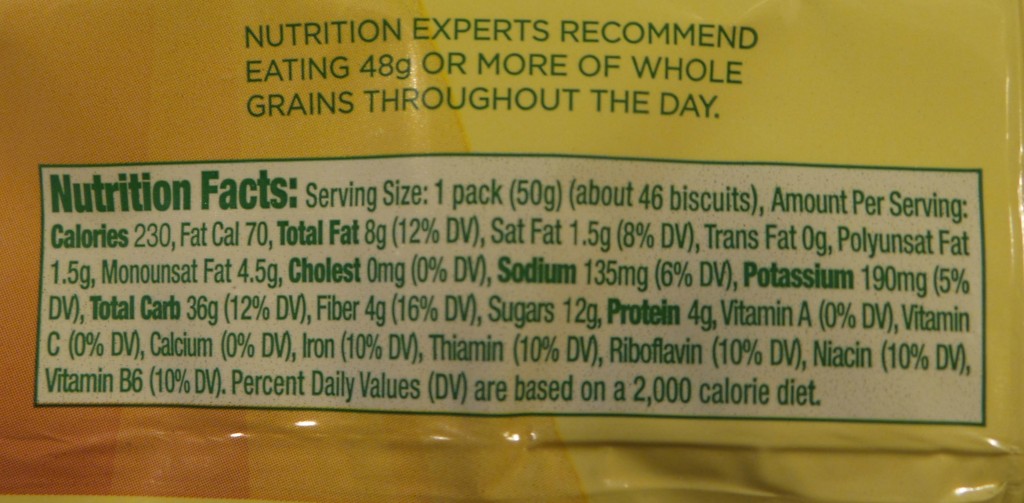 BelVita Bites Nutritional Facts