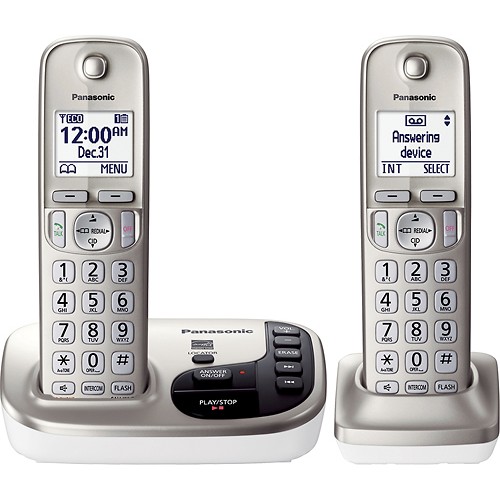 Panasonic - KX-TGD222N DECT 6.0 Expandable Cordless Phone System with Digital Answering System