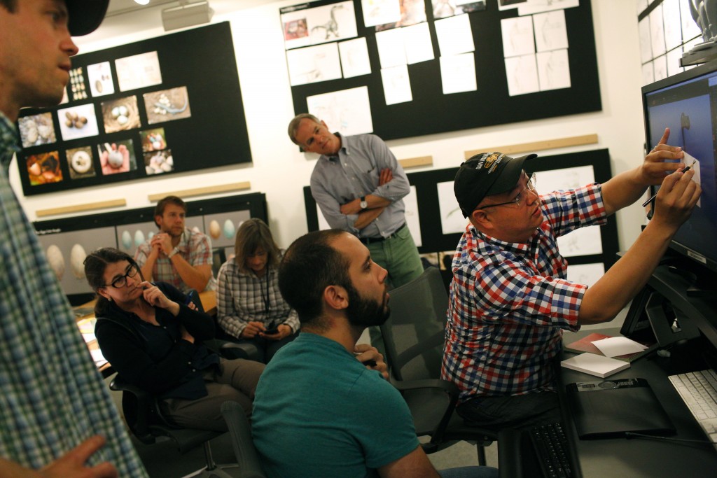 The Good Dinosaur Director Peter Sohn during an art review on July 16, 2014 at Pixar Animation Studios in Emeryville, Calif. (Photo by Deborah Coleman / Pixar)