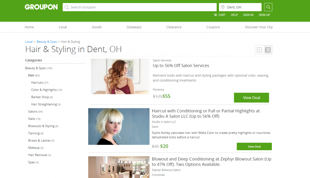 Groupon Hair Deals