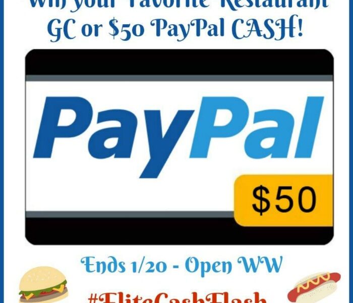 $50 Favorite Restaurant or Paypal Cash Giveaway