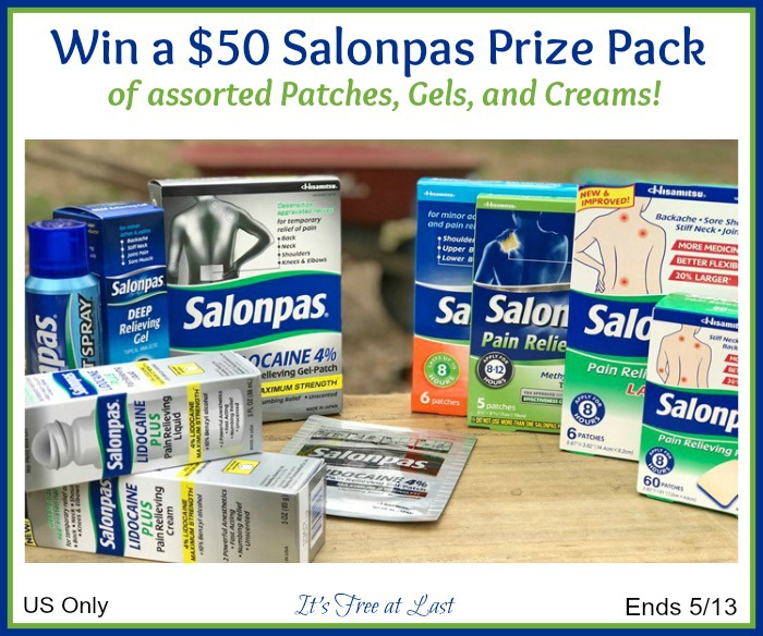 Win a $50 Salonpas Prize Pack of assorted Patches, Gels, and Creams!