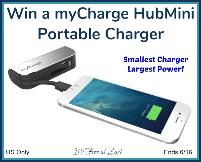 myCharge HubMini Portable Charger giveaway button