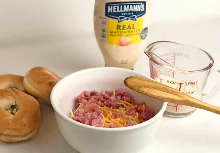 Ham & Cheese Bagels process 1