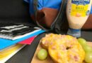 Ham & Cheese Bagels with school supplies and Hellmann's