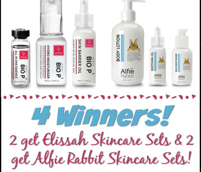 4 Winners! 2 get Elissah Skincare Sets & 2 get Alfie Rabbit Skincare Sets!