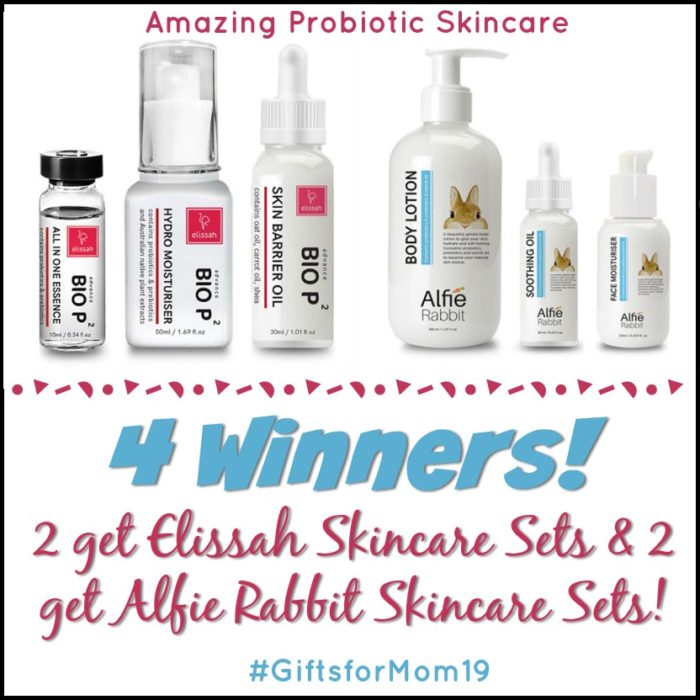4 Winners! 2 get Elissah Skincare Sets & 2 get Alfie Rabbit Skincare Sets! 
