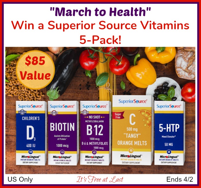 Win a "March to Health" Vitamins 5-Pack ($85 Value)! #SuperiorSource