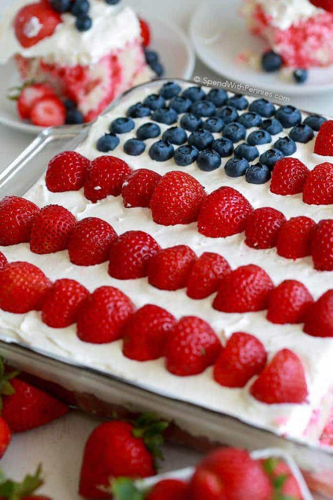 Flag Cake with Cheesecake Topping