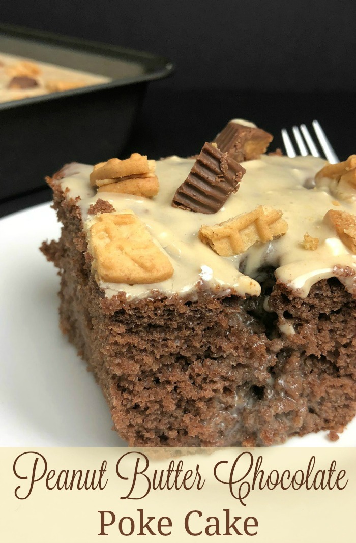 Peanut Butter Chocolate Poke Cake