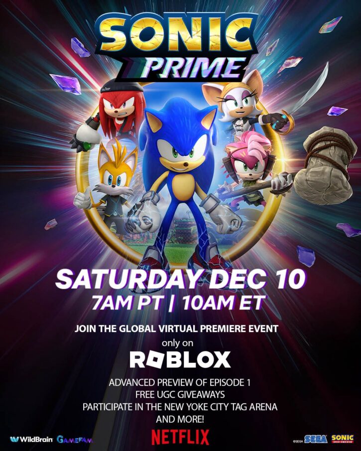 Sonic Prime to Debut First Episode at Roblox Global Premiere Event - It's  Free At Last